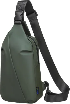Small Sling Bag, Waterproof Nylon 7.9 Inch Crossbody Chest Bags Daypack Backpack with Anti-theft Pocket for Men Women (Dark Green)