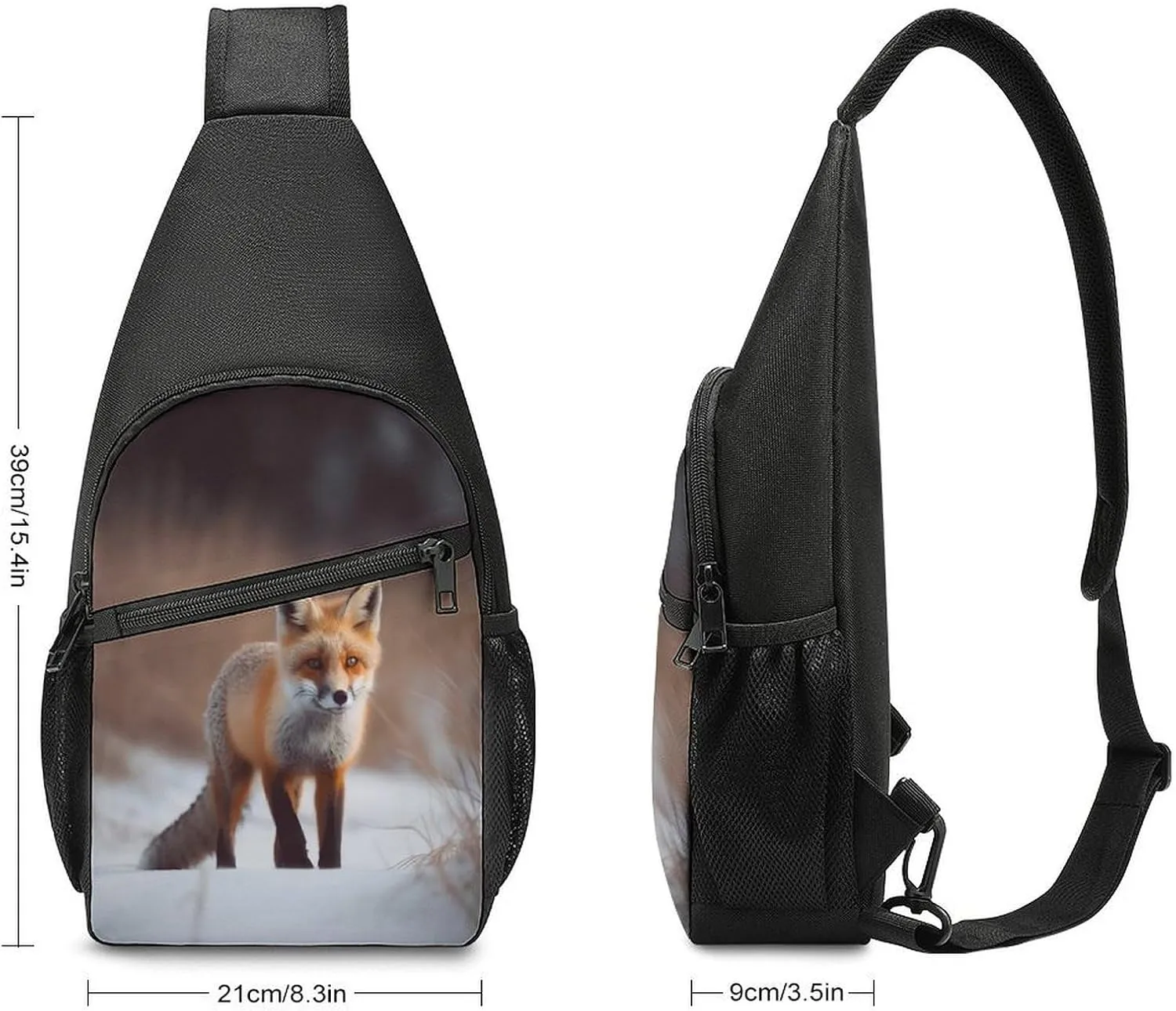 Small Sling Chest Bag Crossbody Bag for Men Women,Cute Fox Lightweight Gym Daypack for Travel Cycling Hiking