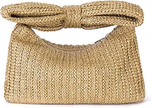 Small Straw Cluth for women,Trendy Cute Summer Woven With Bow Women Purse Handbag Wallet For Beach Vacation Party