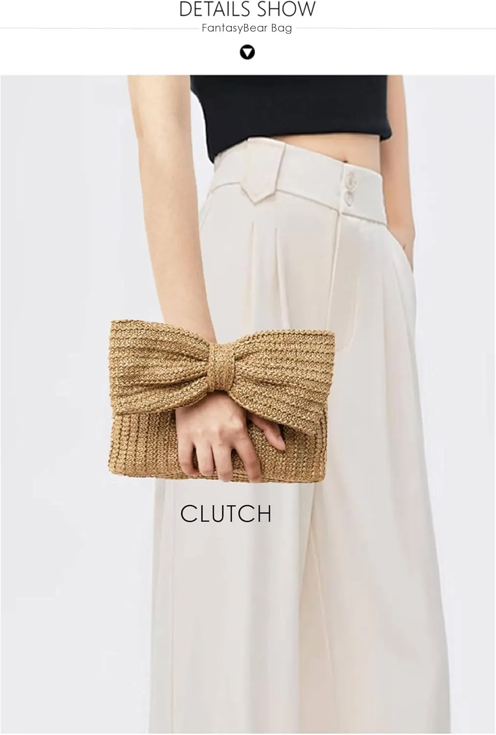 Small Straw Cluth for women,Trendy Cute Summer Woven With Bow Women Purse Handbag Wallet For Beach Vacation Party