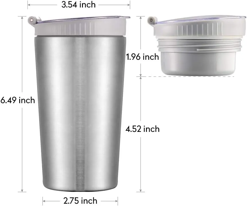 Snack tumbler with lid and straw, stainless steel insulated 2-in-1 travel coffee mug, water bottle with snack cup (Glitter Aqua, 16 OZ)