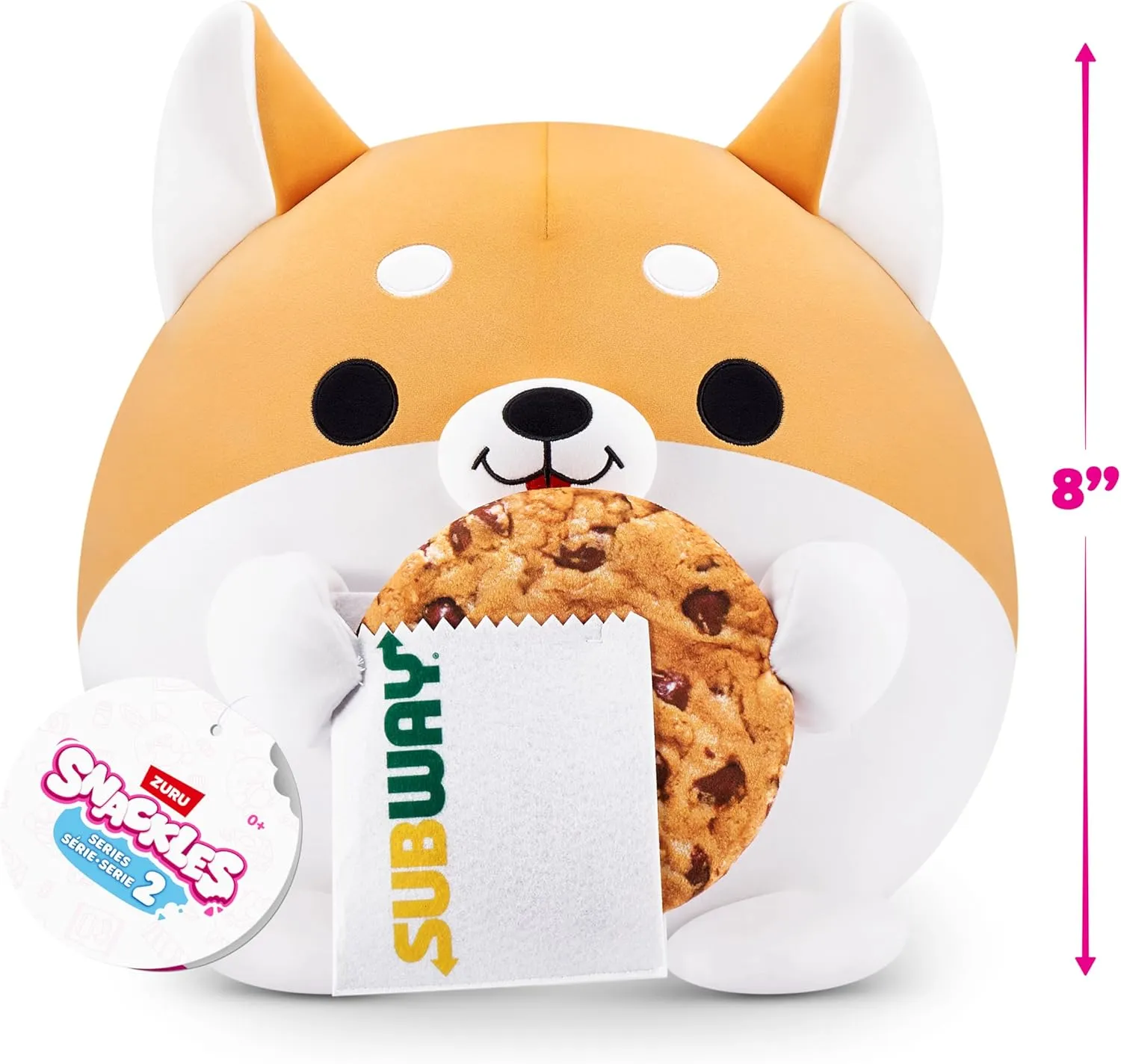 Snackles Series 2 8-inch by ZURU Cuddly Squishy Comfort 8-inch Plush with Licensed Snack Brand Accessory (Corgi&Subway Cookie)