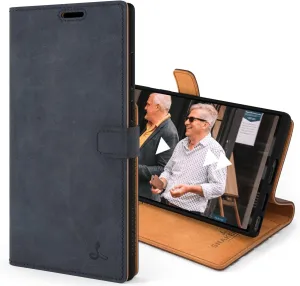 Snakehive Samsung Galaxy Ultra S22 Wallet Case | Genuine Leather Wallet Phone Case with Card Holder | Flip Folio Case/Cover with Stand | Compatible with Samsung Galaxy S22 Ultra | (Navy)
