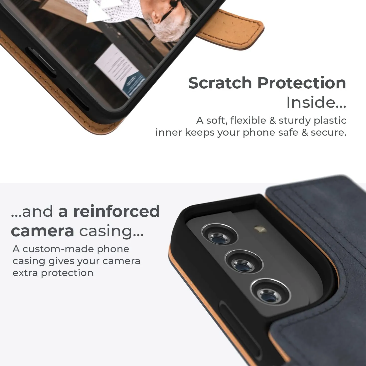 Snakehive Samsung Galaxy Ultra S22 Wallet Case | Genuine Leather Wallet Phone Case with Card Holder | Flip Folio Case/Cover with Stand | Compatible with Samsung Galaxy S22 Ultra | (Navy)