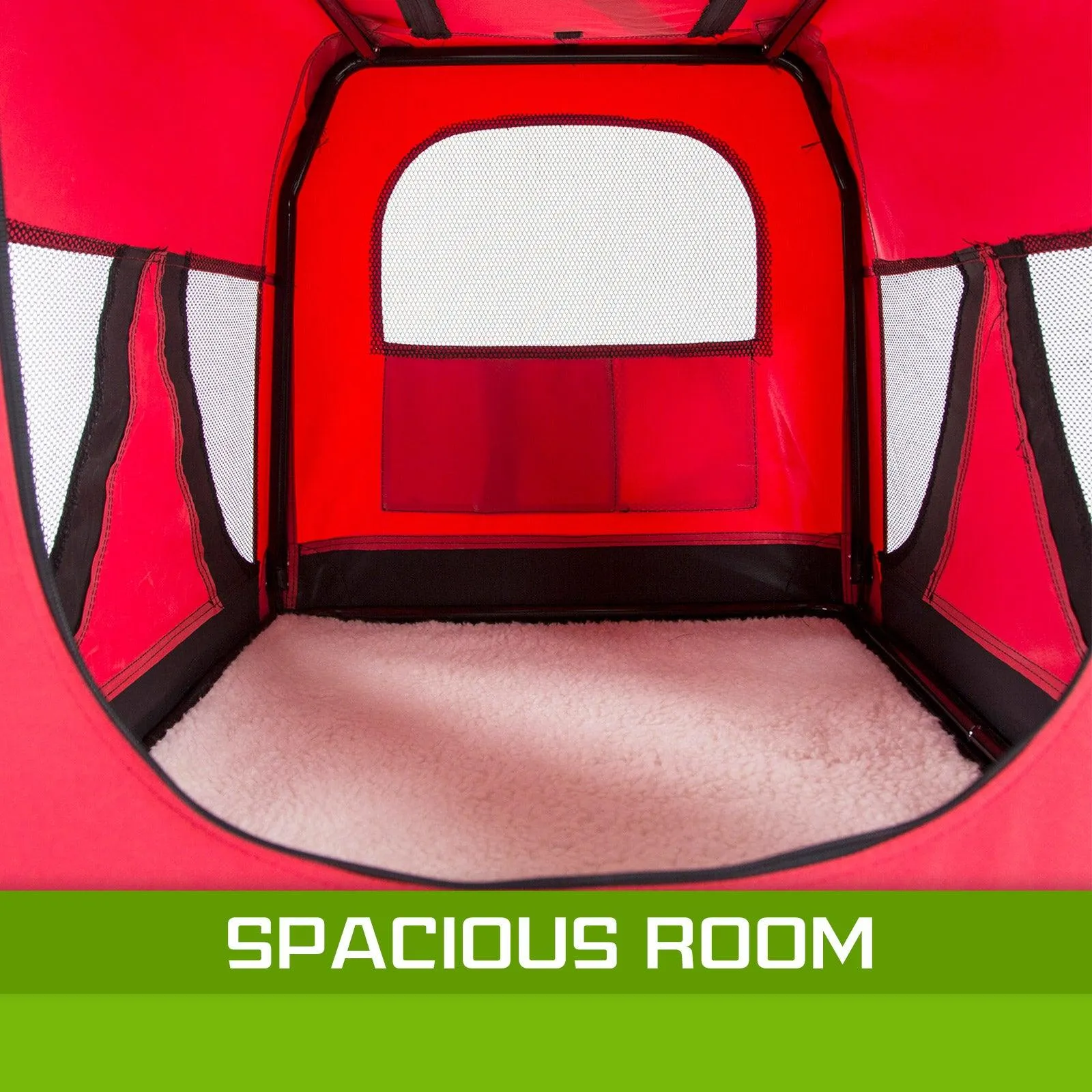 Soft Foldable Dog Carrier Crate - RED