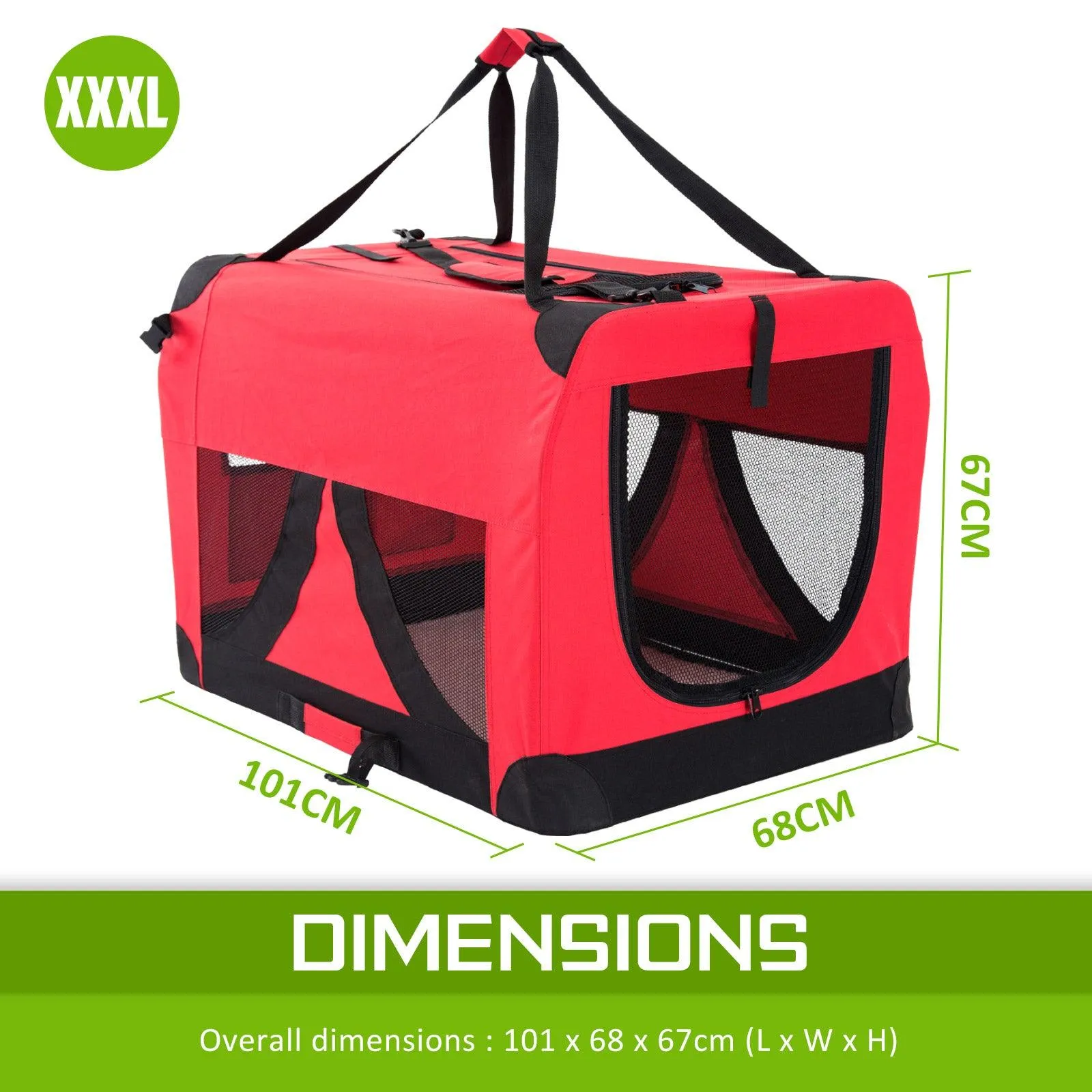 Soft Foldable Dog Carrier Crate - RED