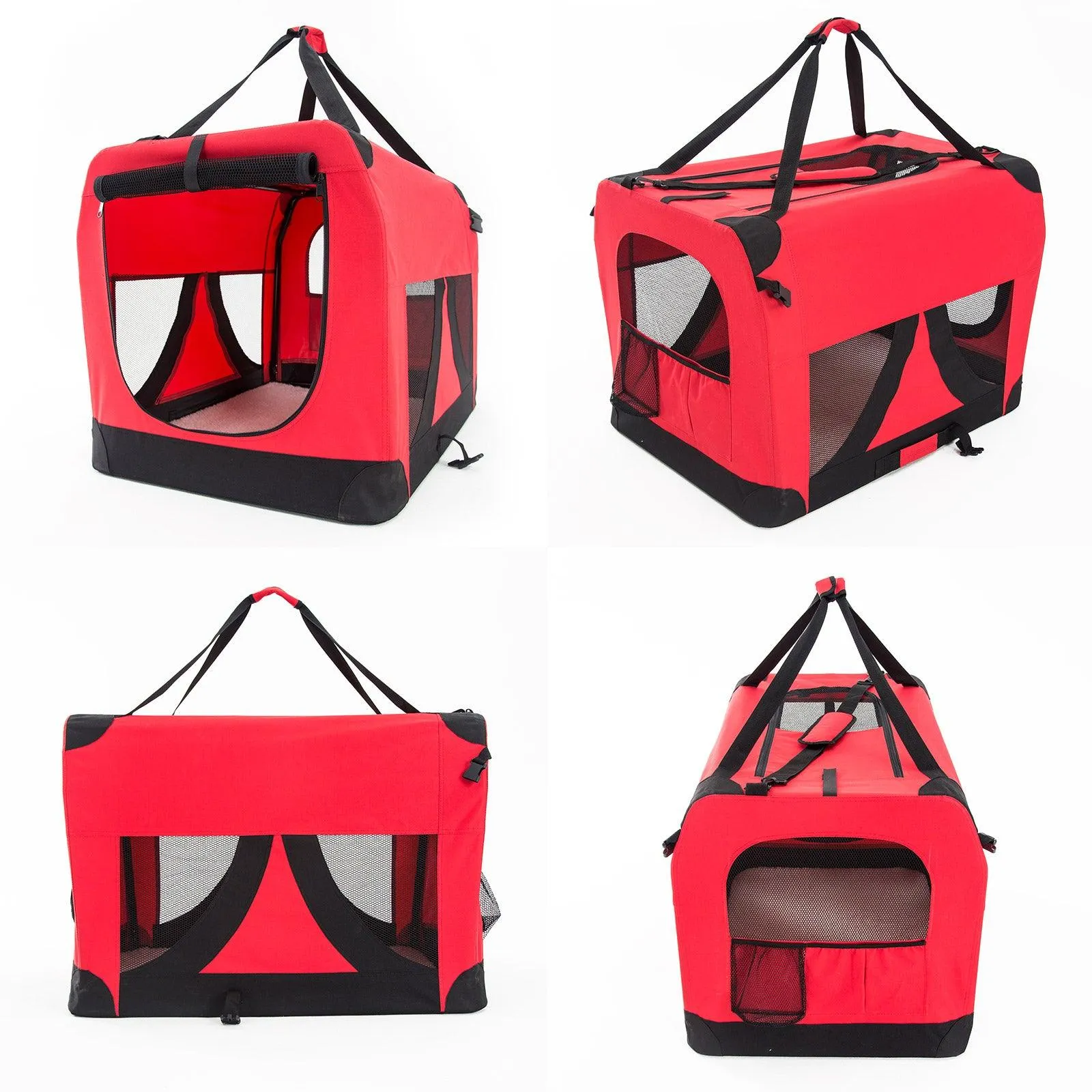 Soft Foldable Dog Carrier Crate - RED