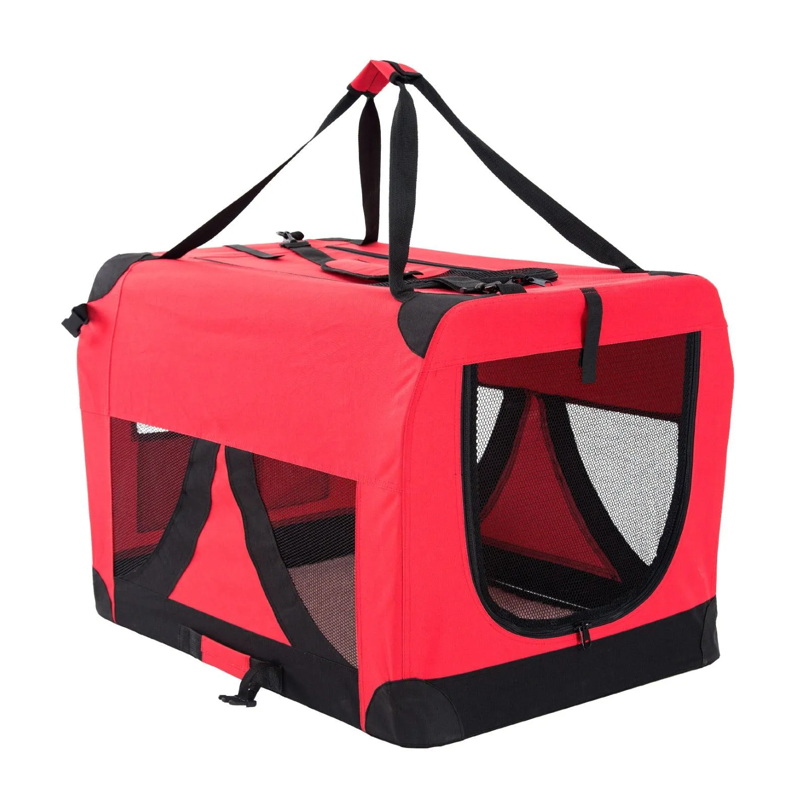 Soft Foldable Dog Carrier Crate - RED