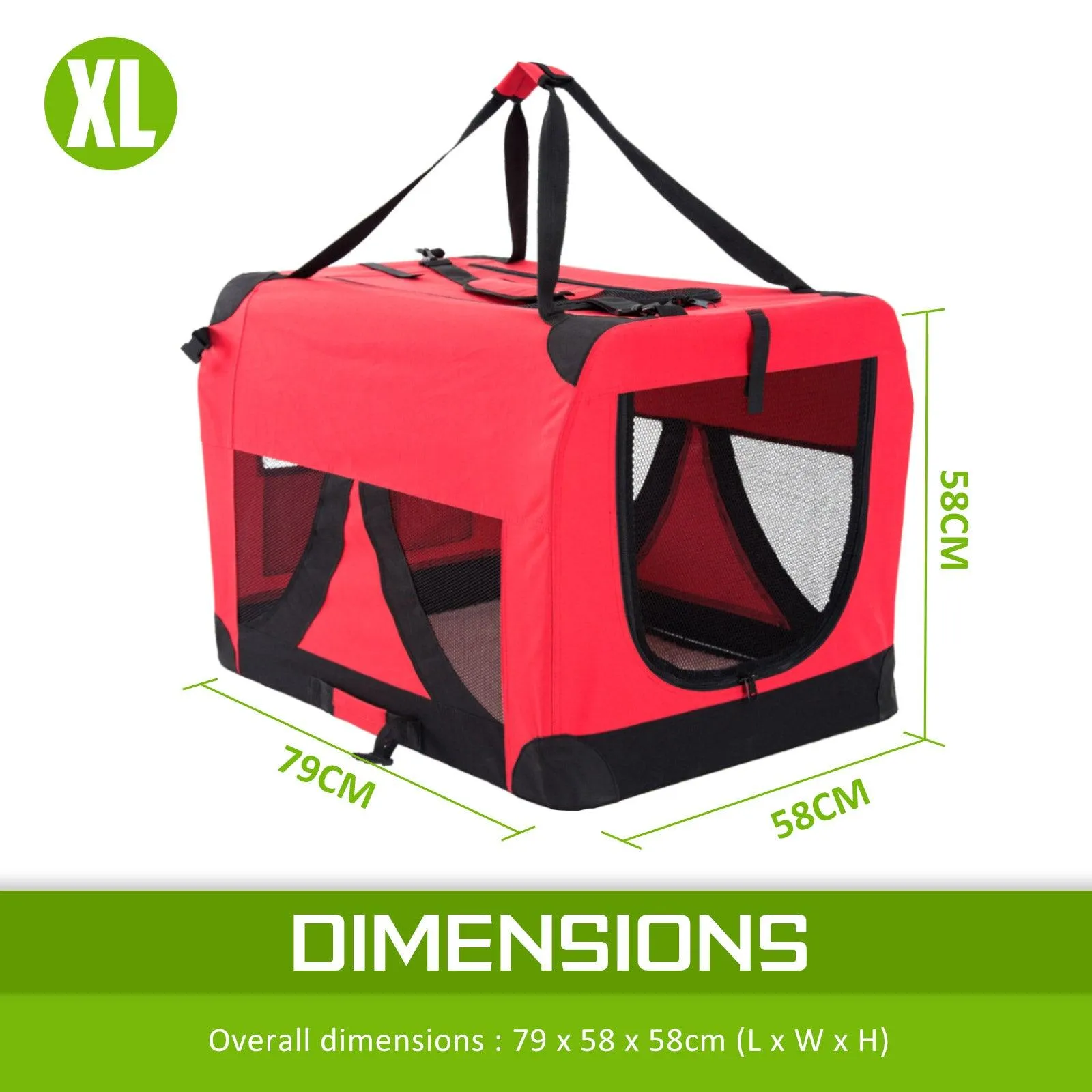 Soft Foldable Dog Carrier Crate - RED