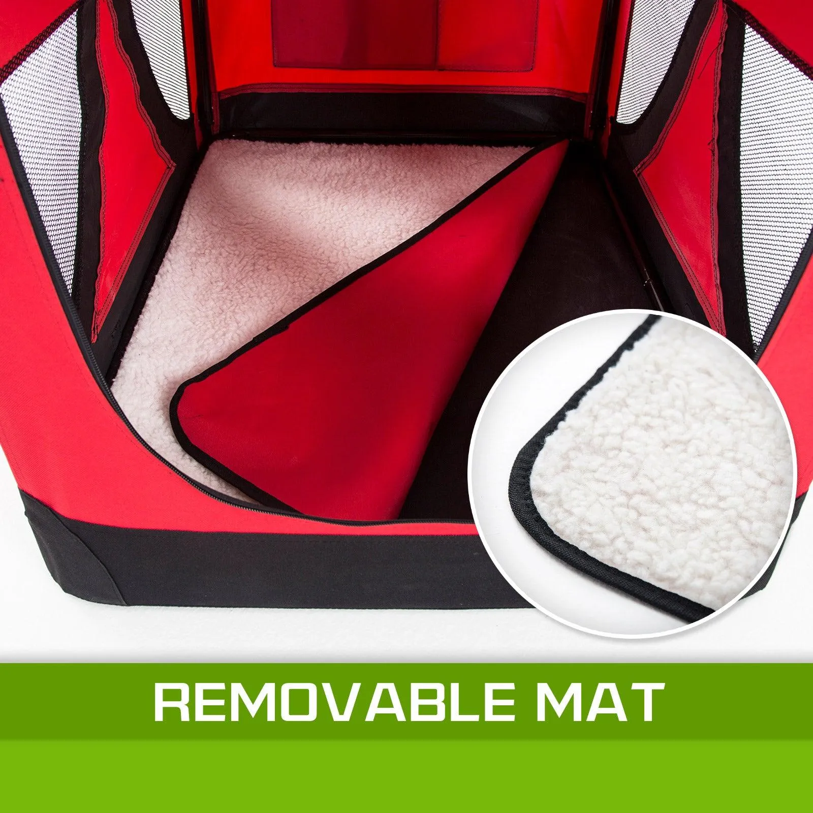 Soft Foldable Dog Carrier Crate - RED