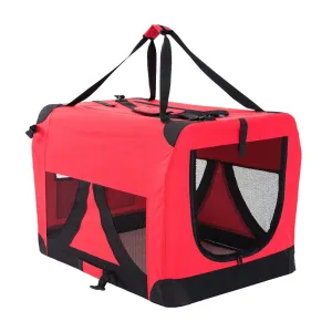 Soft Foldable Dog Carrier Crate - RED