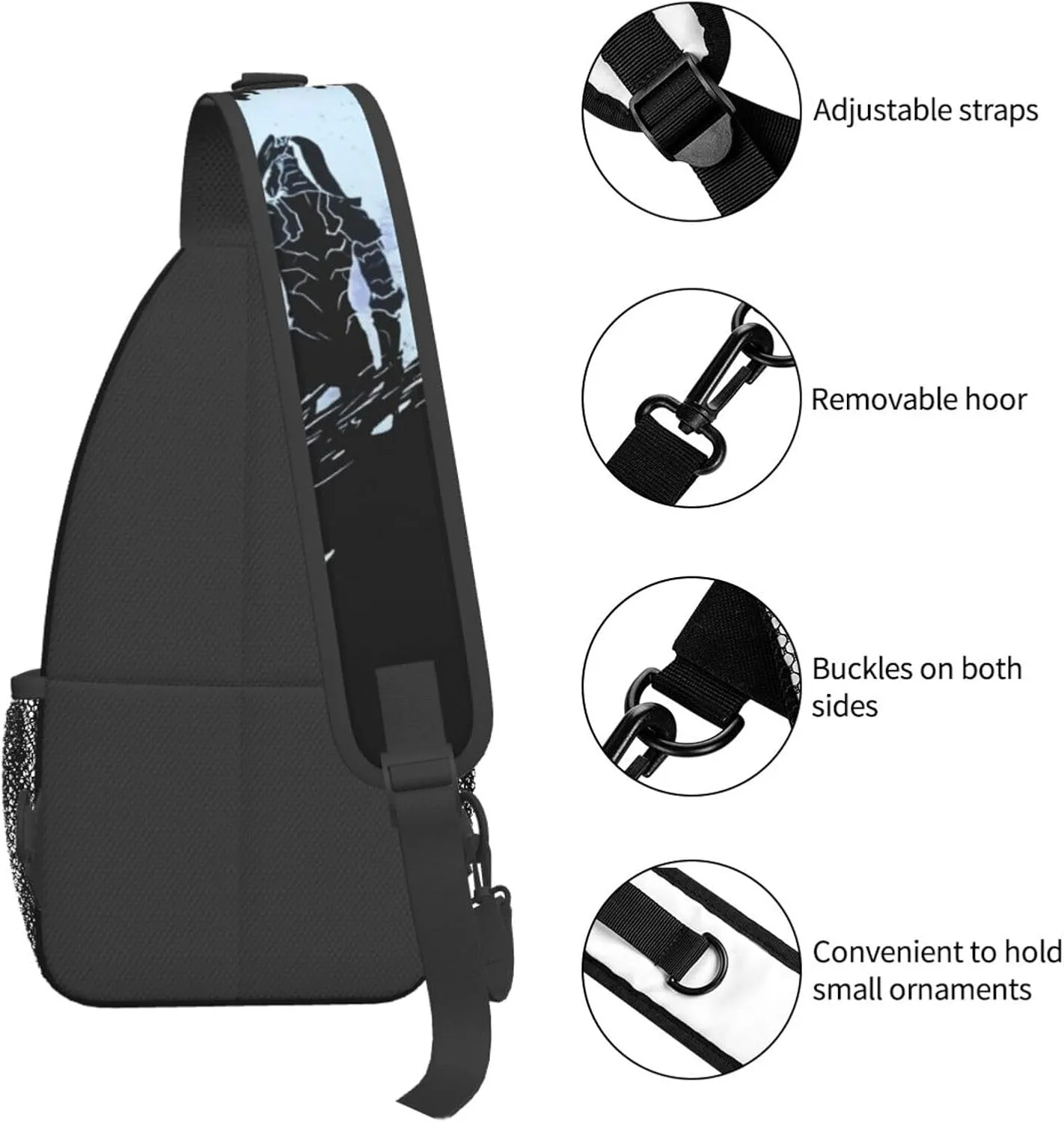 Solo Manga Leveling Crossbody Sling Backpack Sling Bag Multipurpose Travel Hiking Chest Bag Daypack for Women Men