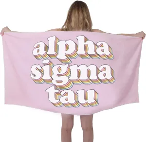 Sorority Shop AST Beach Towel - Alpha Sigma Tau Retro Sorority Towel for Beach, Bath and Pool - Trendy, Multipurpose, Extra Large, Lightweight, Cotton Towel for Gifts
