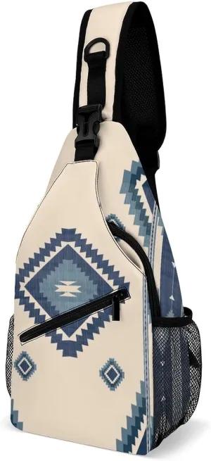 Southwestern Native American Aztec Ethnic Navajo Indian Pattern Sling Bags Men And Women Shoulder Backpack Chest Bag Cross Body Chest Sling Backpack.