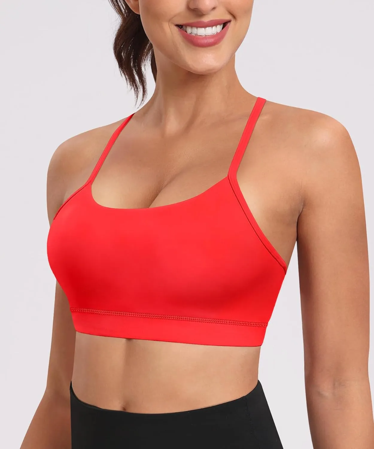 Spaghetti Strap Padded Sports Bras for Women - Y Back Yoga Workout Tops (3 Pack)