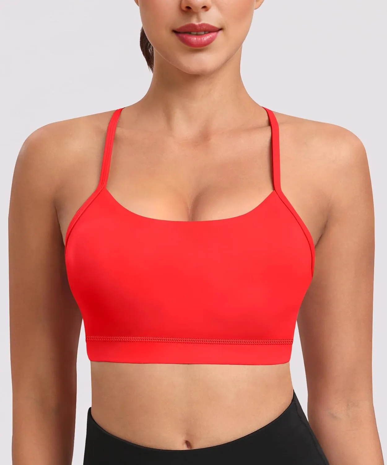 Spaghetti Strap Padded Sports Bras for Women - Y Back Yoga Workout Tops (3 Pack)