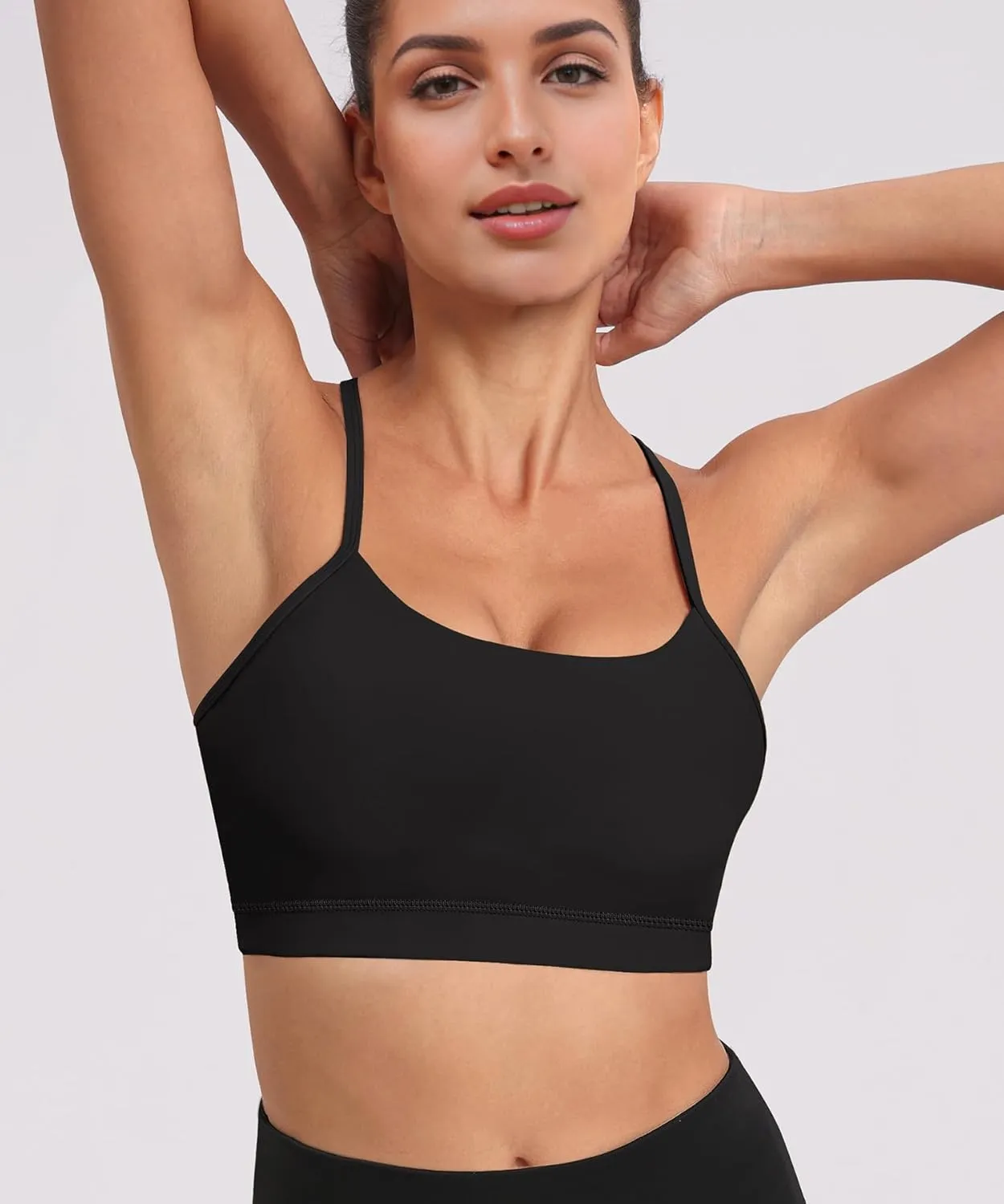 Spaghetti Strap Padded Sports Bras for Women - Y Back Yoga Workout Tops (3 Pack)