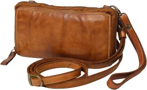 Spaghetti Western Swc448Tan Wallet Vintage Handmade Drum Dyed Genuine European Cowhide Leather Women Bag Western Handbag Purse