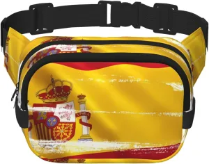 Spain Flag Fitness travel shoulder bag, fashionable and casual waist bag, square double-layer waist bag