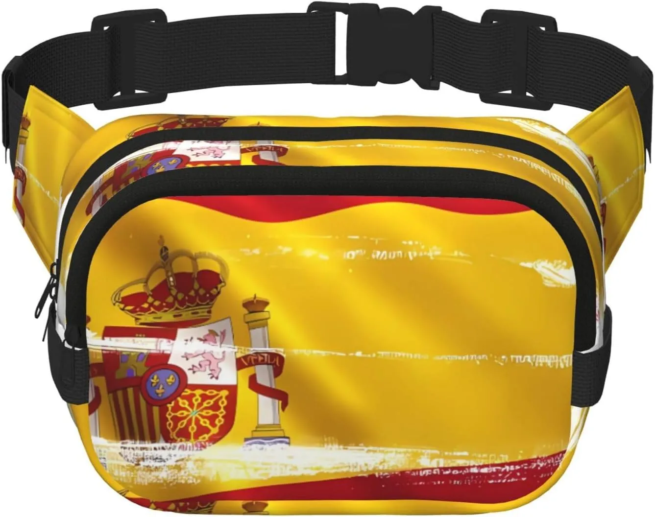Spain Flag Fitness travel shoulder bag, fashionable and casual waist bag, square double-layer waist bag