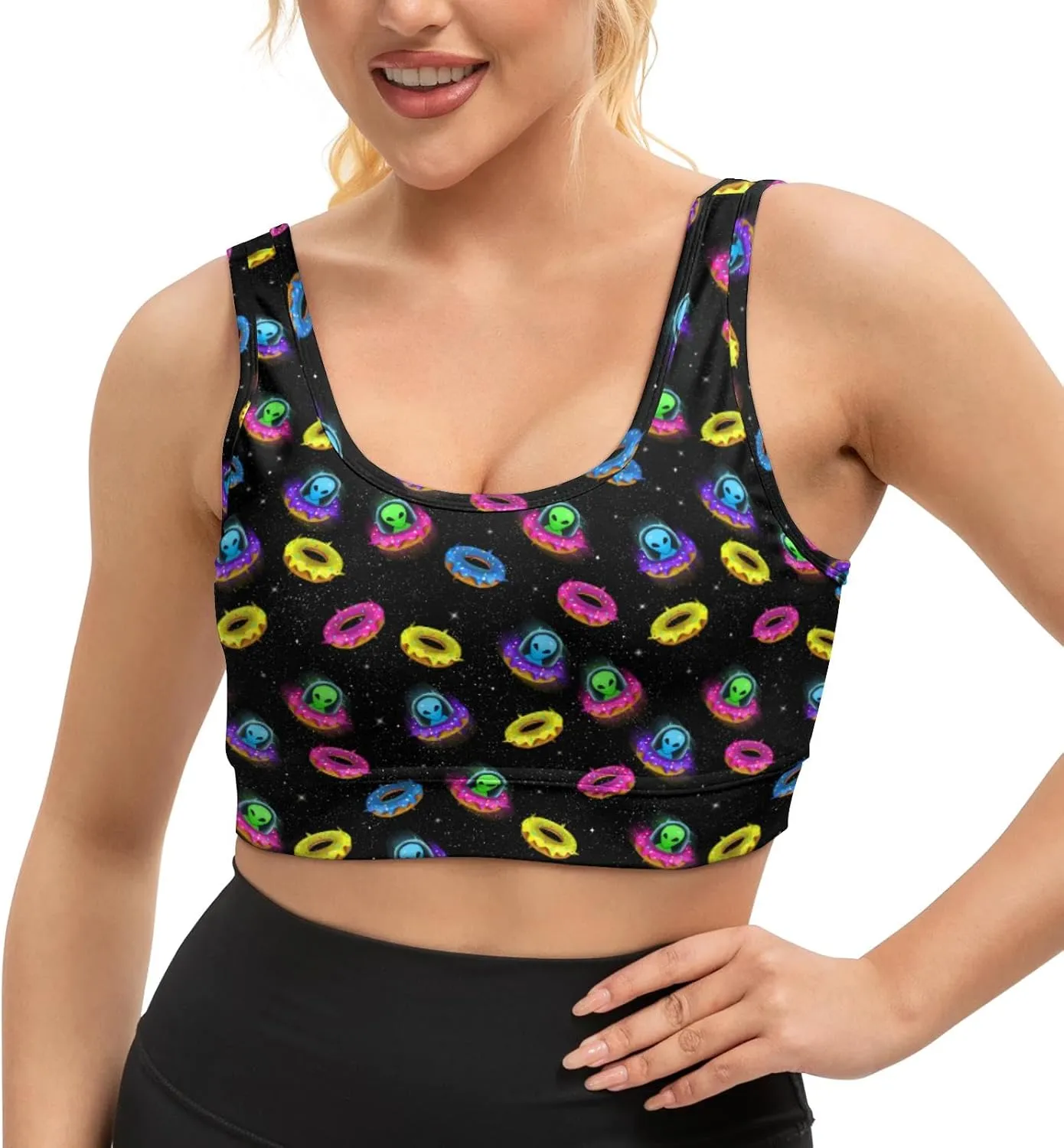 Sports Bra for Women,Scoop Neck Padded Yoga Bra Gym Workout Fitness Crop Tank Running Tops