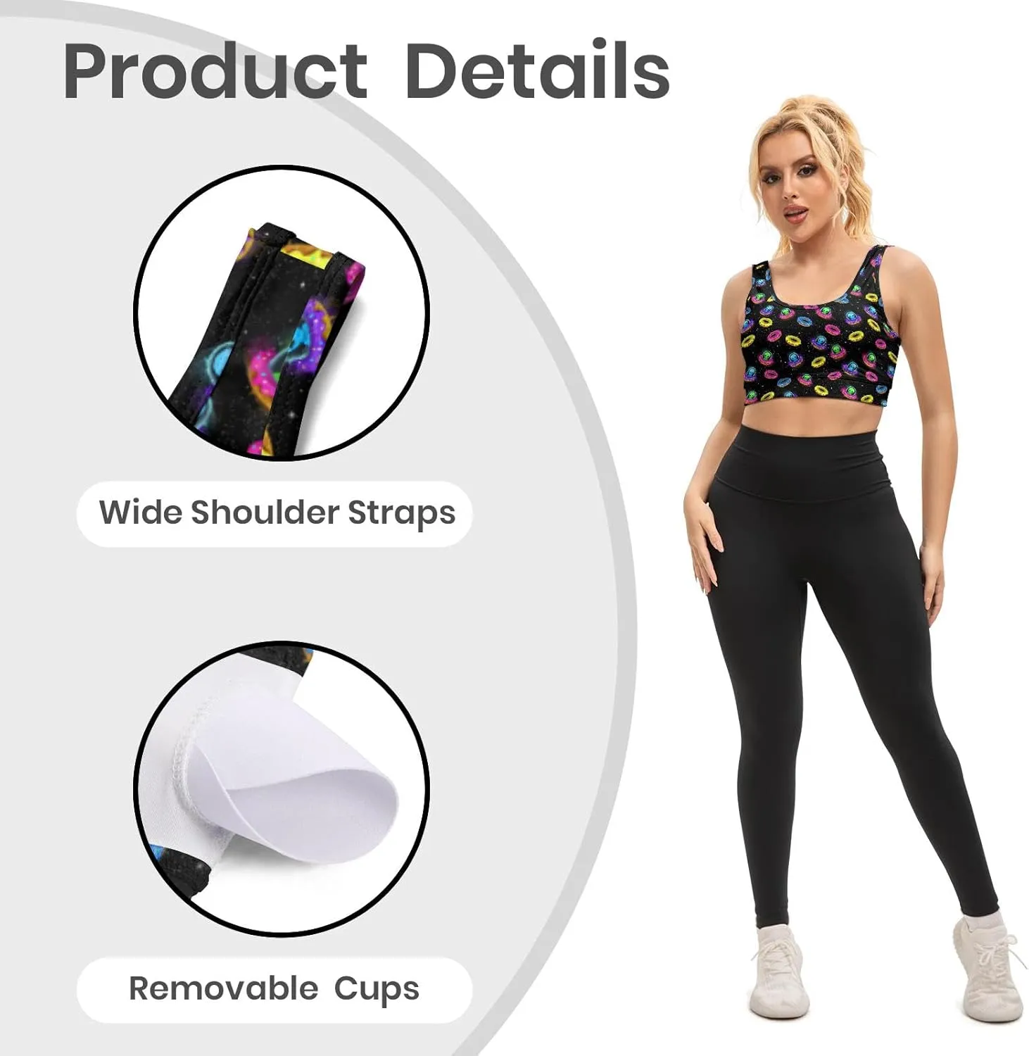 Sports Bra for Women,Scoop Neck Padded Yoga Bra Gym Workout Fitness Crop Tank Running Tops