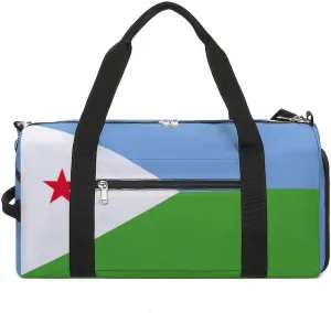 Sports Duffel Bag with Djibouti Flag for Men Women Shoe Compartment Travel