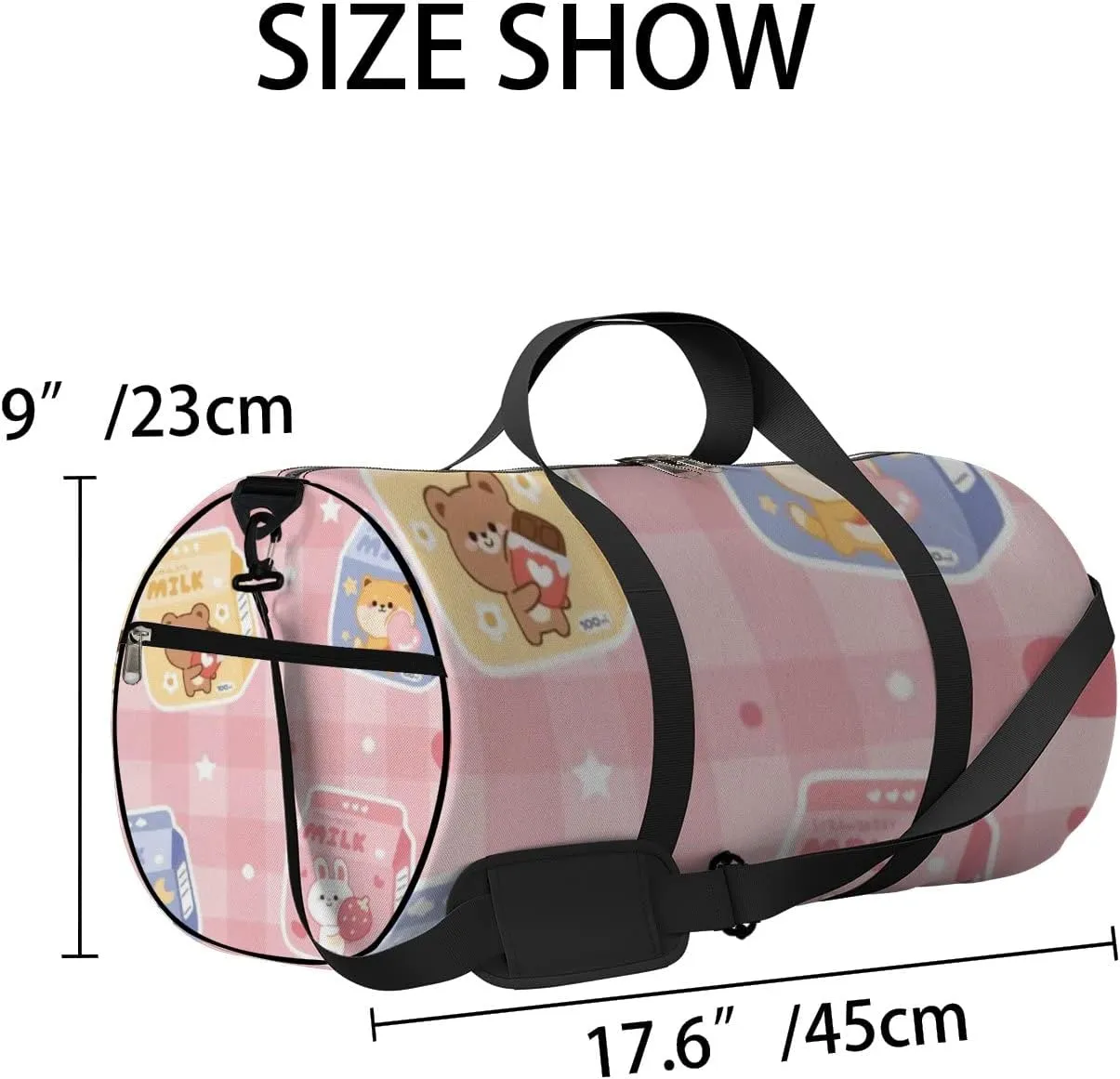 Sports Gym Bag for Women and Men Waterproof Cute Milk Box Pink Duffel Bag Lightweight Carryon Traveling Boarding Gripsack