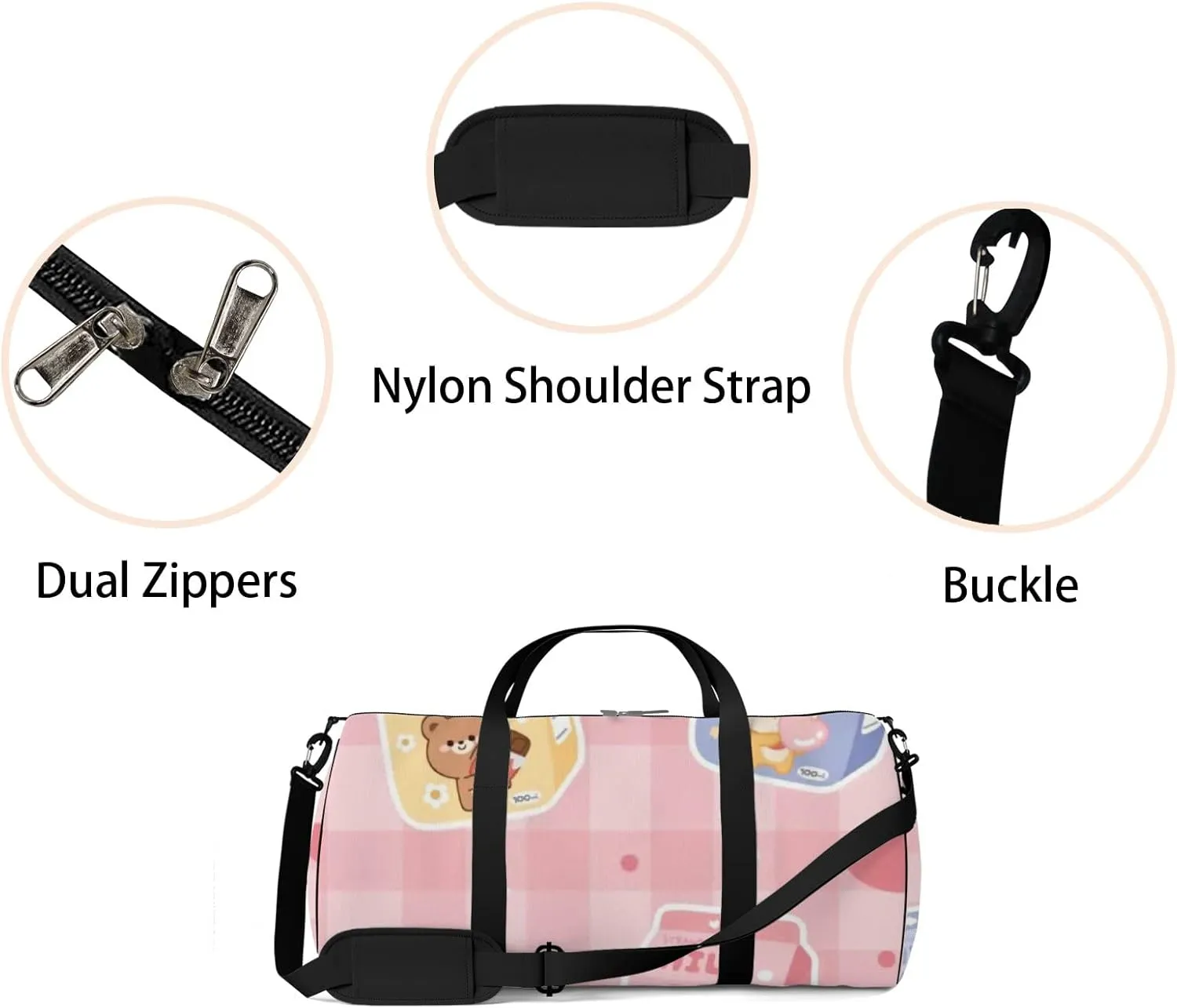 Sports Gym Bag for Women and Men Waterproof Cute Milk Box Pink Duffel Bag Lightweight Carryon Traveling Boarding Gripsack