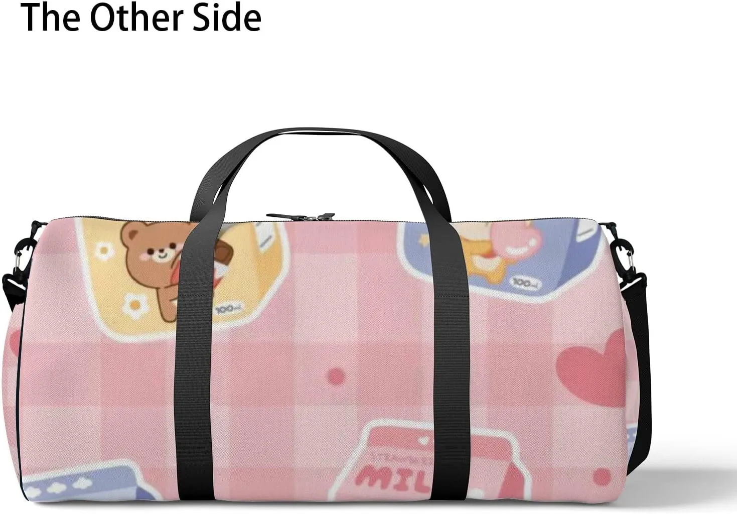 Sports Gym Bag for Women and Men Waterproof Cute Milk Box Pink Duffel Bag Lightweight Carryon Traveling Boarding Gripsack