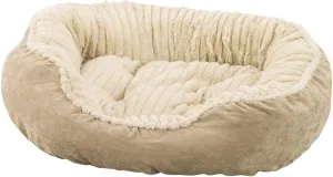 SPOT Sleep Zone Faux Suede Carved Plush Lounger, Cuddler, Napper Dog Bed - Fabric Bottom - 26X21 Inches/Tan/Attractive, Durable, Comfortable, Washable. by Ethical Pets