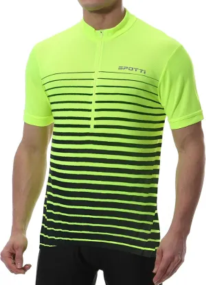 Spotti Men's Cycling Bike Jersey Short Sleeve with 3 Rear Pockets- Moisture Wicking, Breathable, Quick Dry Biking Shirt