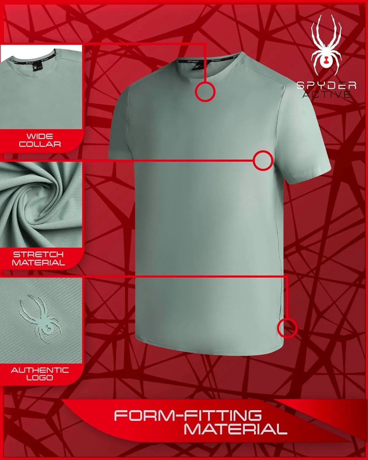 Spyder Men's Athletic T-Shirt - Textured Active Performance Stretch Sports Tee - Breathable Quick Dry Top (S-XL)