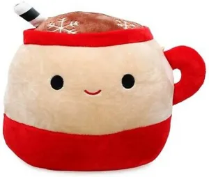 Squishmallow Official Kellytoy Food Squad Plush Dessert Collectible Soft Plush Animal Collection (Red/Tan, Marshina Hot Chocolate, 8 Inch)