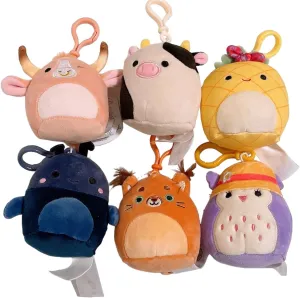 Squishmallows 2024 Everyday Squad Set of 6 Assorted 3.5" Mini Clip On Keychain Plush Doll