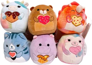 Squishmallows 2024 Valentine B Squad Set 6 Cow Cat Hippo Sloth 5" Mini Plush Doll