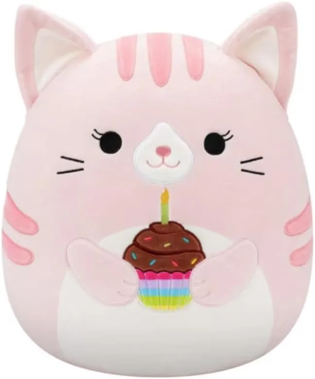 Squishmallows 2025 Original 8-Inch Happy Birthday Squad Plush - Collectible Soft & Squishy Mini Stuffed Animal Toy - Add to Your Squad - Gift for Kids, Girls & Boys (Laura Cat)