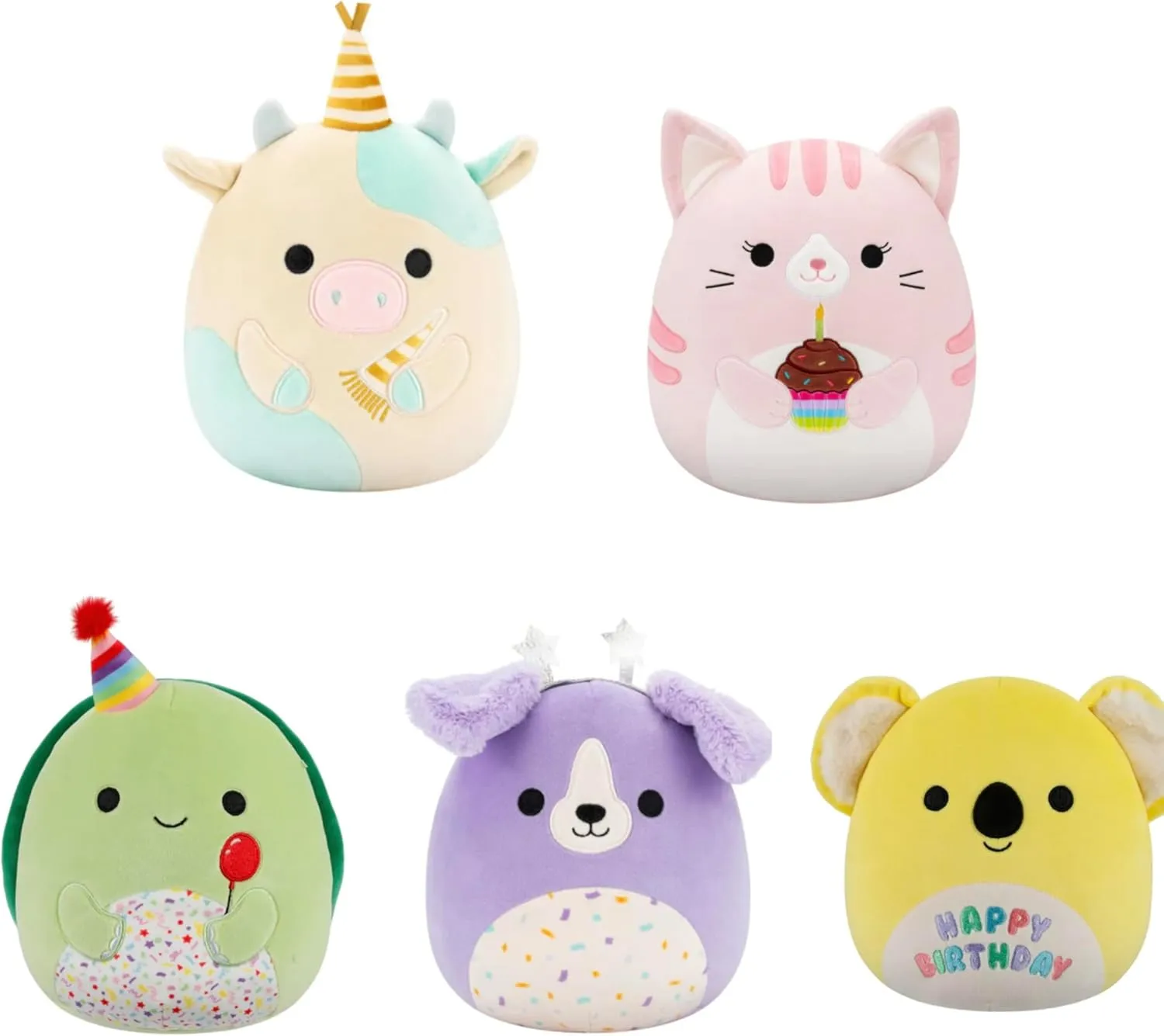 Squishmallows 2025 Original 8-Inch Happy Birthday Squad Plush - Collectible Soft & Squishy Mini Stuffed Animal Toy - Add to Your Squad - Gift for Kids, Girls & Boys (Laura Cat)