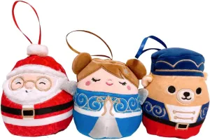 Squishmallows Christmas Set of 3 Ornaments 4" Santa Angel Bear Mini Plush Doll