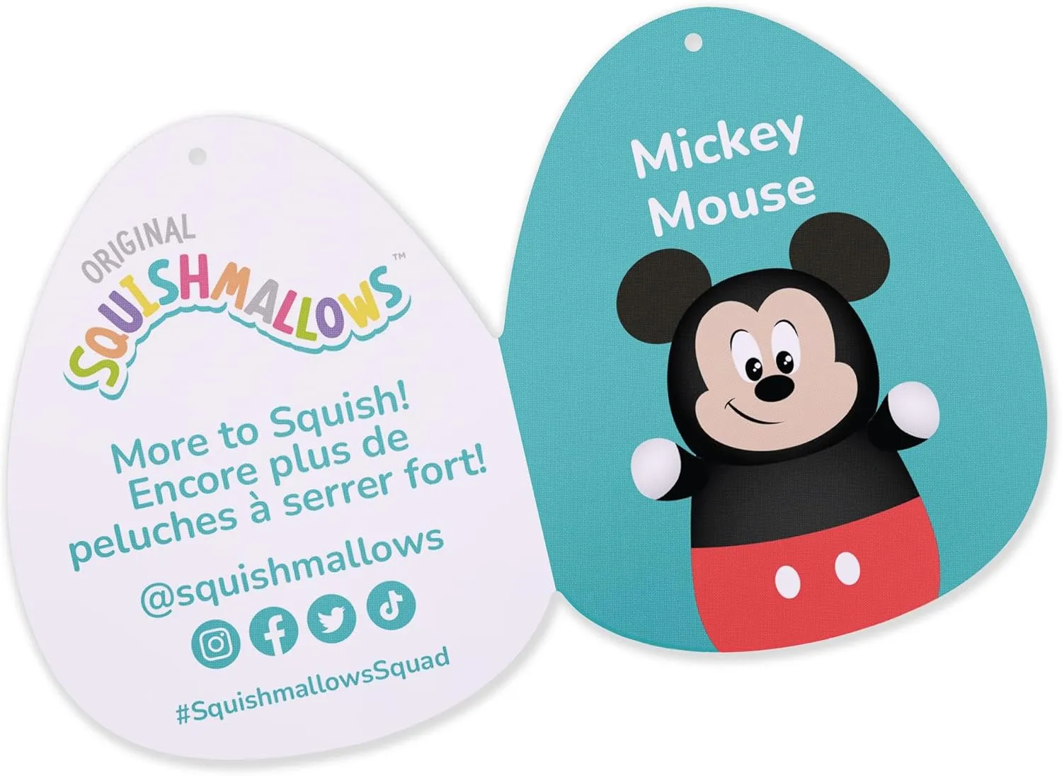 Squishmallows Original Disney 10-Inch Mickey Mouse HugMees - Medium-Sized Ultrasoft Official Jazwares Plush