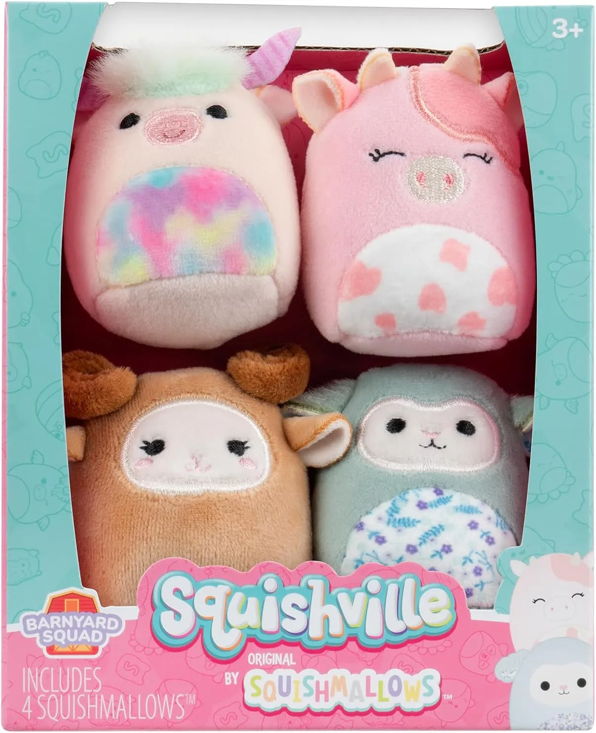 Squishville SQM0506 Barn Squad, Super Soft Mini Squishmallows, 5 cm Plush Figures, Pack of 4