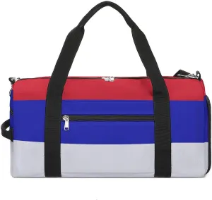 Srpska Flag Sports Gym Bag for Boys Girls with Wet Pocket Shoe Compartment