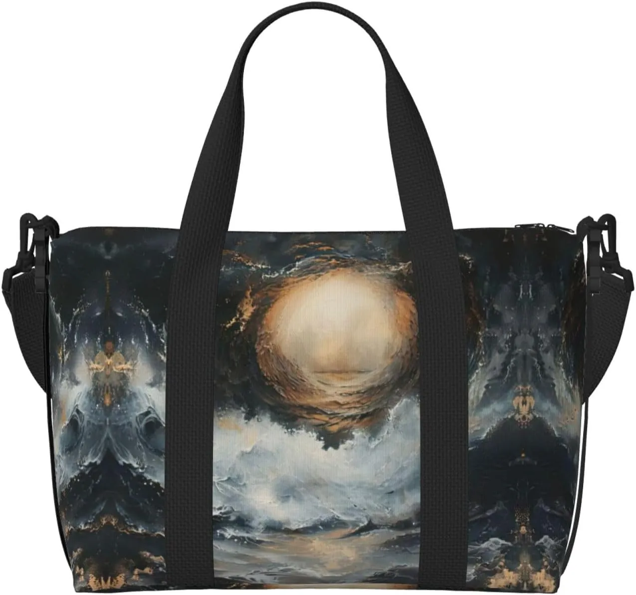 SSIMOO Within The Tides Print Versatile Travel Duffel Bag,The Companion For Business And Personal Trips, Black