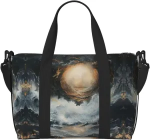 SSIMOO Within The Tides Print Versatile Travel Duffel Bag,The Companion For Business And Personal Trips, Black