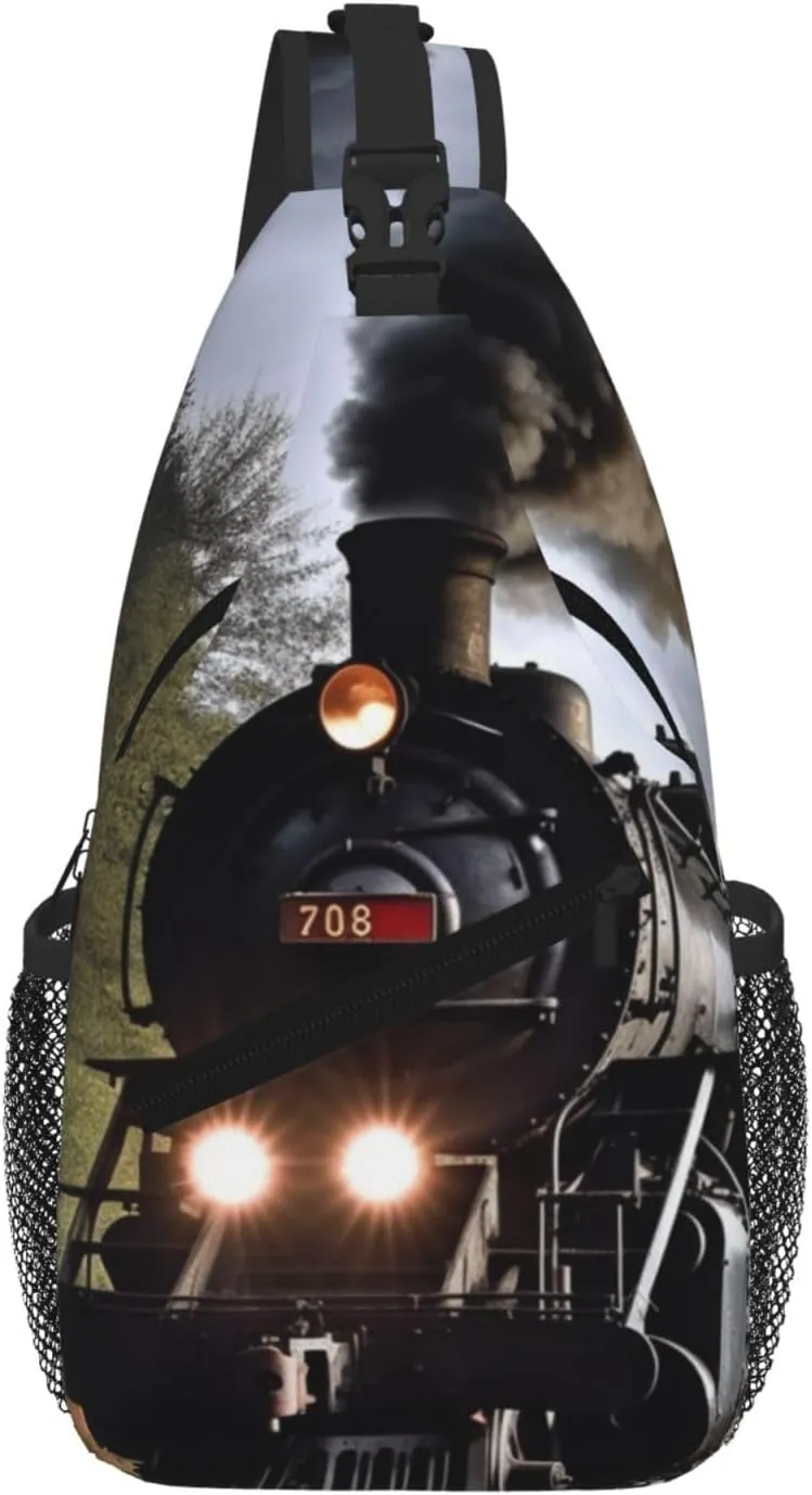 Steam Train Sling Bag For Women Men Travel Hiking Backpack Crossbody Shoulder Chest Bags Casual Daypack