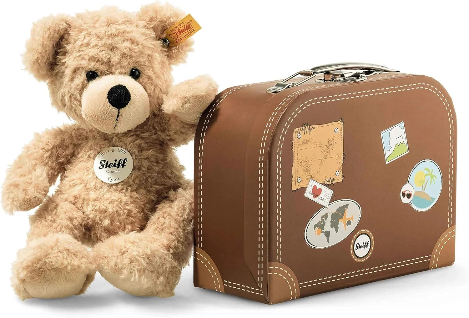 Steiff Fynn In Suitcase Tan, 11 inches