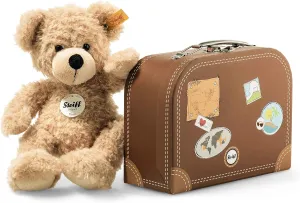 Steiff Fynn In Suitcase Tan, 11 inches