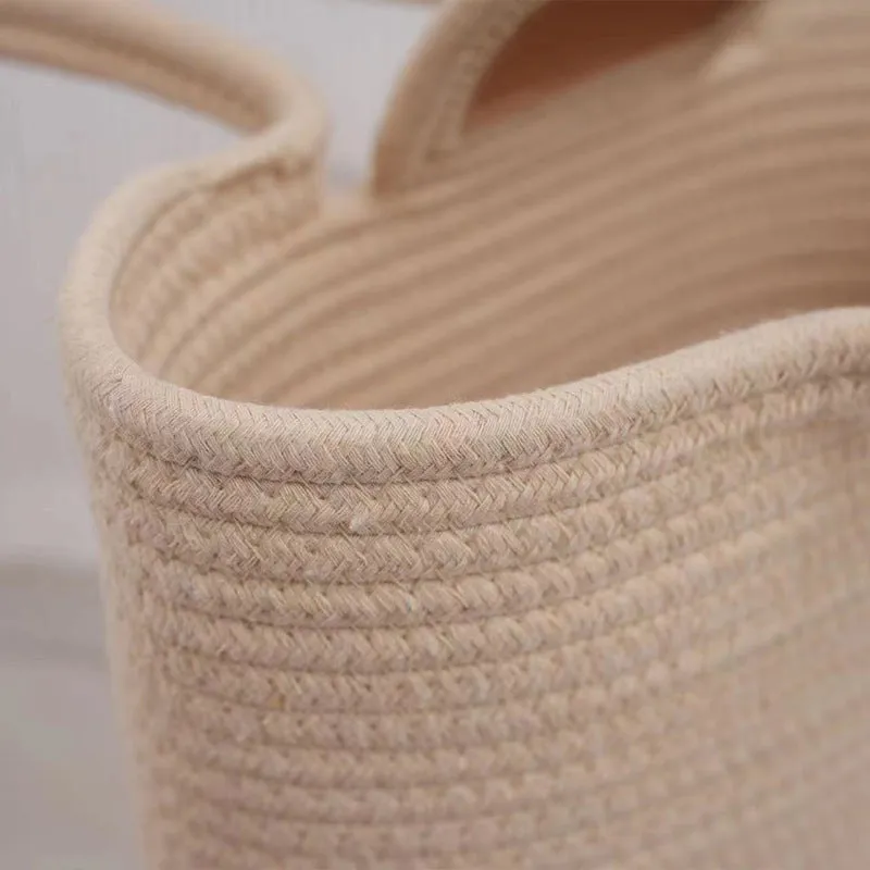 STOREXQ New Woven Tote Handbag Strap Simple Large Capacity Underarm Bag Cotton Handmade Shoulder Beach Bag Bucket Bag