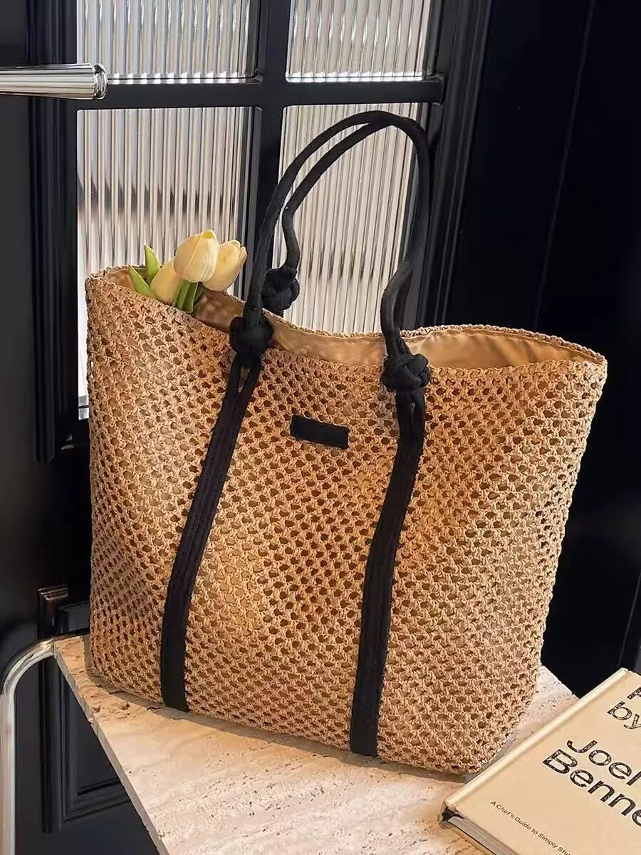 Straw Bags For Women, Crochet Beach Bag Large Woven Shoulder Purse Handbag, Beach Tote Straw Bag for Summer Vacation