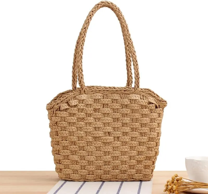 Straw Beach Bag for Women Summer Woven Tote Bag Rattan Hobo Bohemian Vacation Bags Waterproof Sandproof